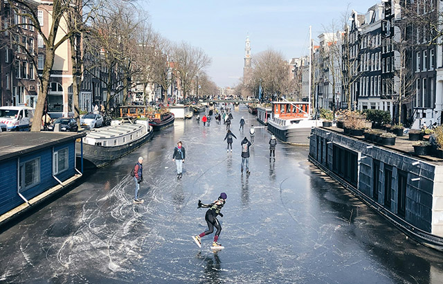 Skating on the canals when they are frozen